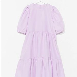 Nasty Gal Lilac Tier Midi Dress, sz L